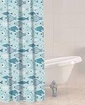 Sabichi PEVA Blue Shower Curtain - 180 x 180 cm (71 x 71 Inch) - Baby Fish Patterned - Multicolour Shower Curtain - Mould Resistant - Easy To Clean - BPA Free - Includes 12 Plastic Hooks