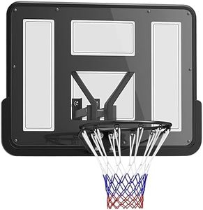 Soozier Wall Mounted Basketball Hoop, Reinforced Shatter Resistant 43" Backboard Basketball Goal Combo Kit with All Weather Net for Outdoor or Indoor Use