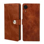 Winkel Premium Vegan Leather Magnetic Loop Flip Mobile Cover Case|Kickstand & Card Holder|360 Degree Grip Protection| Wallet Type with Magnetic Closure for Samsung Galaxy A03 Core-(Brown Color)