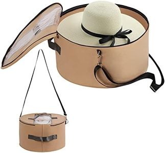 LITLANDSTAR Hat Organizer for Women and Men, Round Hat Storage Box Portable Felt Hat Container Foldable Hat Holder with Dust Proof Lid, Hat Rack for Closet or Travel (17" D x 10" H, Khaki)