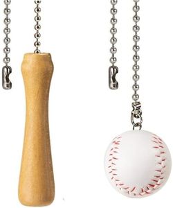 Akahttbn Baseball and Baseball Bats Ceiling Fan Pull Chain Ornaments Extender，with 12" Silver Bead Chain Fan Pulls