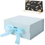 ZCOINS Blue Magnetic Closure Gift Box with Lid for Presents 22x16x8.5CM with Greeting Card and Ribbon for Bridesmaid Proposal Gift, Empty Cardboard Gift Box for Mother's Day, Father's Day, Baby Shower, Weddings, Birthdays