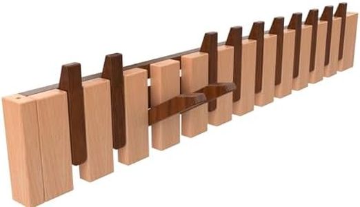 FleiSleep Wall Mounted Piano Key Hanger | Flip Style Hook | Entrance Wall Art Hook, Made of Oak Wood (3 Times Painted, 4 Times Polished) (Walnut-Beech, 12Hooks)