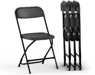 4 PACK White Foldable Plastic Chair | Folding & Stackable | 350 lbs Capacity Steel Frame Seats for Indoor Outdoor | Commercial Use Events Wedding Party Events Bulk Picnic Kitchen Dining