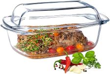 KADAX Glass Casserole Dish, 5.1 L, Rectangular Roasting Dish with Lid and Handles, Casserole Dish Made of Heat-Resistant Glass, Oven Dish for Meat, Lasagne