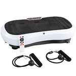 Vibration Plate Exercise Machine - Vibrating Platform with Adjustable Speed and 3 Strength Modes - Workout Equipment by Wakeman,Black/White