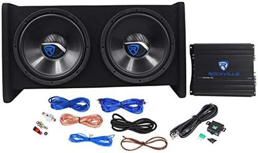 Rockville RV12.2B 1200W Dual 12" Car Subwoofer Enclosure+Mono Amplifier+Amp Kit