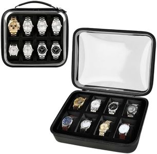 Comecase 8 Slots Watch Box Organizer/Men Watch Display Storage Case Fits All Wristwatches and Smart Watches up to 42mm - Transparent