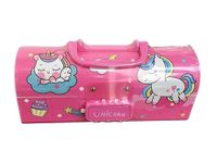 VISIONARY Plastic Kids Pen & Pencil Box, Suitcase Style Password Lock Pencil Case, Pencil Box For Kids, Boys, Girls, Stationary Organizer Case For Kids, Return Gift For Kids (Unicorn Pink)