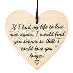 Romantic Gifts for Her Him Wife Husband Wooden Heart Hanging Ornament Decorative Signs with Sayings for Wall Boyfriend Girlfriend Anniversary Engagement Gifts for Men Women Parents Couple Gifts Ideas