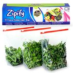 Zipify 15 Pcs ziplock pouch vegetable bag zip lock plastic bags for fridge food cover, reusable zip lock bag to store vegetables in fridge zipper pouches BPA free pink pack of 15 (Large 11" X 12")