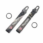 ERODIAN Polyester Lanyard Triumph Keychain | 25Mm Racing Tag Keychain Sling Snap Hook Holder| Wrist Band Key Ring Compatible For All Bikes, Cars - Black Color (Pack Of 2)