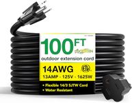 Go Green Power Inc. (GG-13800BK) 14/3 SJTW Outdoor Extension Cord, Black, 100 ft