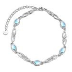 YAFEINI Infinite Moonstone Bracelet 925 Sterling Silver Celtic Infinite Love Moonstone Bracelet Moonstone Jewelry for Women Girls