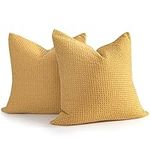 COCOPLOCEUS 26x26 Throw Pillow Covers Set of 2 Cotton Euro Shams Waffle Weave Cushion Covers, Large Decorative Pillowcase for Couch Sofa Bedroom Car,Yellow