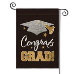 AVOIN Congrats Grad Garden Flag Vertical Double Sided Diploma Cap, 2020 Graduation Burlap Yard Outdoor Decoration 12.5 x 18 Inch