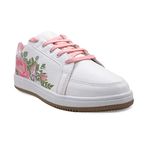 KazarMax XXIV White Peach Floral Trainers/Sneakers Shoes for Girls/Women- 4 UK