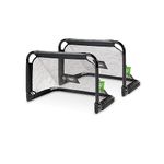 EXIT Toys Pico Steel Football Goal Foldable - Set of 2 - Compact, Light & Moveable - Fine Mesh Net - Sleek Black Design - Train Your Football Skills - 3x2ft - Black