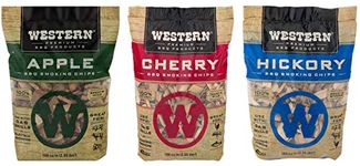 Western Popular BBQ Smoking Wood Chip Variety Pack Bundle (3) - Popular Flavors - Apple & Hickory, with Cherry