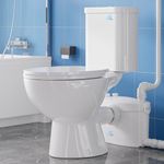 Simple Project Powerful 1000W Macerating Toilet for Basement, Upflush Toilet System with 4 Water Inlet, Dual Flush 17" Toilets with Macerator Pump, Quiet Operation, Space Saving-Include Extension Pipe