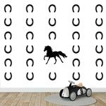 DXLING Horse & Horseshoes Removable Wall Decor Stickers Vinyl Decal Kids Room Boys Bedroom Wall Art Decals DIY Sticker Home Decor D482 (Black)