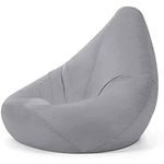 Bean Bag Bazaar High Back Recliner Chair, Grey, 87cm x 65cm, Large Living Room Gaming Bean Bags, Water Resistant Outdoor Lounger Beanbag