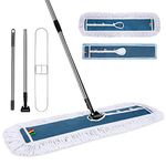 42 Inch Commercial Industrial Mop Dust Mop with 2 Pads, Commercial Mop for Dry and Wet Cleaning, Stainless Steel Handle, Heavy Duty Floor Duster Mop for Warehouse Factory Mall Garage