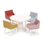 LUNDBY Dollhouse Furniture Dining Room Table Chair Set – 5 piece Doll House Accessories for Mini Dolls 11 cm – Ages 4+, Scale 1:18