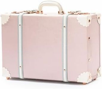 COTRUNKAGE Large 20" Carry On Suitcase Cute Pu Overnight Vintage Trunk Luggage Bag for Women with Combination Locks, Cherry Pink