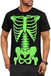 Arvilhill Halloween Shirts for Men Glow in The Dark Skeleton T-Shirt Adult Man Novelty Costume Print Patterns Short Sleeve Ribbed Crewneck 3XL