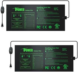 iPower Seeding Heat Mat with Thermostat Temperature Adjustable Knob Durable Warm Hydroponic Plant Germination Starting Pad, 10" x 20.75", Black