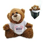 Personalised Dark Brown Teddy Bear with World's Best Boyfriend Design, Gift Boxed, Personalise with Any Message for Valentines, Anniversaries