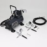 SwitZer AS18 Airbrush Kit with Compressor and 2 x Double Action Airbrushes and Hose