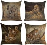 SCVBLJS Animal Cushion Square African Throw Pillow Case Set Animal lion pattern Cushion Covers for Living Room Sofa Couch Bed Bedroom Home Decor Garden Couch pillowcase 50 x 50cm set of 4