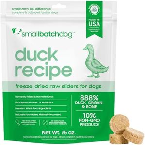 smallbatch Pets Freeze Dried Raw Dog Food, Duck Recipe, 25 oz, Organic High Protein Dog Food, Grain Free, Made in The USA, Humanely Raised Meat, Single Protein, for Picky Eaters, Hydrate & Serve