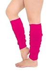 Women’s Girls Ribbed Knitted Neon Leg Warmers Ultra Soft 1980s Dance Legwear Fancy Dress Party Accessories - Ladies Stretchy Leg Warmers For Sports Yoga Neon Pink