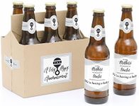 Brothers to Uncles - Pregnancy Announcement Decorations for Men - 6 Beer Bottle Label Stickers and 1 Carrier