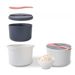 Microwave Rice Cooker, 2L High Temperature Resistant Steam Pot 2-Layer Microwave Rice Cooker Steamer Microwave Steamer Set Household Microwave Rice Steamer Pasta Cooker for Home Kitchen Rice Cooking