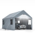 10 * 20 Heavy Duty Portable Garage - Extra Large Carport Canopy with Roll-up Windows and All-Season Tarp Cover,Car Tent with Metal Roof &Side Walls for Car, SUV,Boats&Truck Shelter Logic Storage