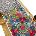 Tiny Expressions - Jumbo Flower Mandala Coloring Poster - Rolled, No Creases 72" x 30" Premium Coloring Paper for Children, Teens or Adults | Giant Table Size