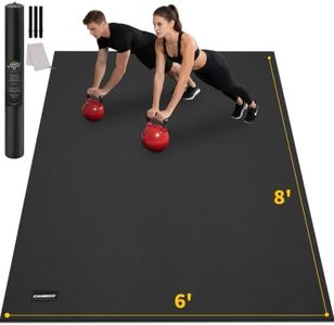CAMBIVO Large Exercise Mat for Home Gym, 8'x6'/7'x5'/6'x4' (7mm) High-Density PVC Extra Thick Workout Mat, Non-Slip Shoe-Friendly Gym Flooring Mat for Jump Rope, Weights, Cardio, Garage & Home Workout (Black)