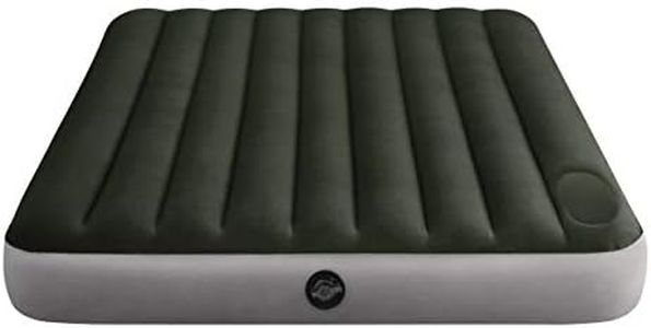 Intex 64763E Dura-Beam Standard Downy Air Mattress: Fiber-Tech – Queen Size – Built-in Foot Pump – 10in Bed Height – 600lb Weight Capacity