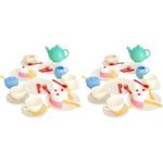 Casdon 36-Piece Tea Set. Colourful Toy Playset with Teapot, Milk Jug, Cups and Saucers, Cake, and More. Suitable for Preschool Toys. Playset for Children Aged 3+ (Pack of 2)