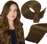 Full Shine Genius Weft Hair Extensions Sew In Hair Extensions Color #3 Brown Hair Extensions Sew In Hand Tied Weft Extensions Remy Hair Sew In Real Hair Extensions 18 Inch 50G