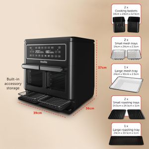 Breville Halo Flexi Digital Dual Air Fryer Oven, 11L – Large Mesh Tray, Black