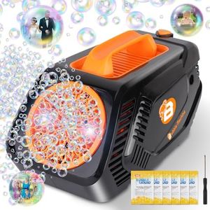 Bubble Machine Automatic Bubble Blower for Party,Speed Adjustable Bubble Maker, Powered by Plug-in or Battery (Not Included),12000+ Colorful Bubbles for Wedding Birthday Party Indoor Outdoor