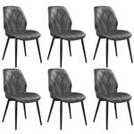 Yaheetech Dining Chairs Set of 6 Modern Faux Leather Dining Room Chairs with Petal Accented Back and Sturdy Metal Legs Padded Kitchen Chair for Dining Room, Kitchen and Bedroom, Dark Gray