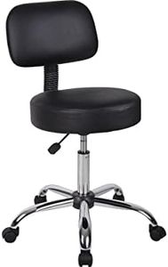 Boss Office Products Be Well Medical Spa Stool with Back in Vinyl, Black