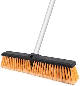 Floatant 18" Push Broom Heavy Duty Large Outdoor Sweeping Broom Wide Industrial Scrub Brush with Stiff Bristles Long Handle Commercial for Concrete Floor Shop, Garage, Warehouse, Street, Driveway