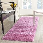 STONEMUNK® Luxurious Carpet Design Carpet Microfiber Hand Woven and Shag Carpet with 2 Inch Pile for Living Room Bed Room - (Pink, 2x4 Feet)